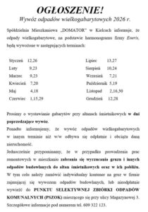 Wywóz odpadów wielkogabarytowych 2026&nbsp;r.